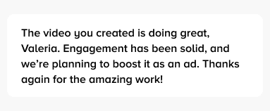 Client testimonial